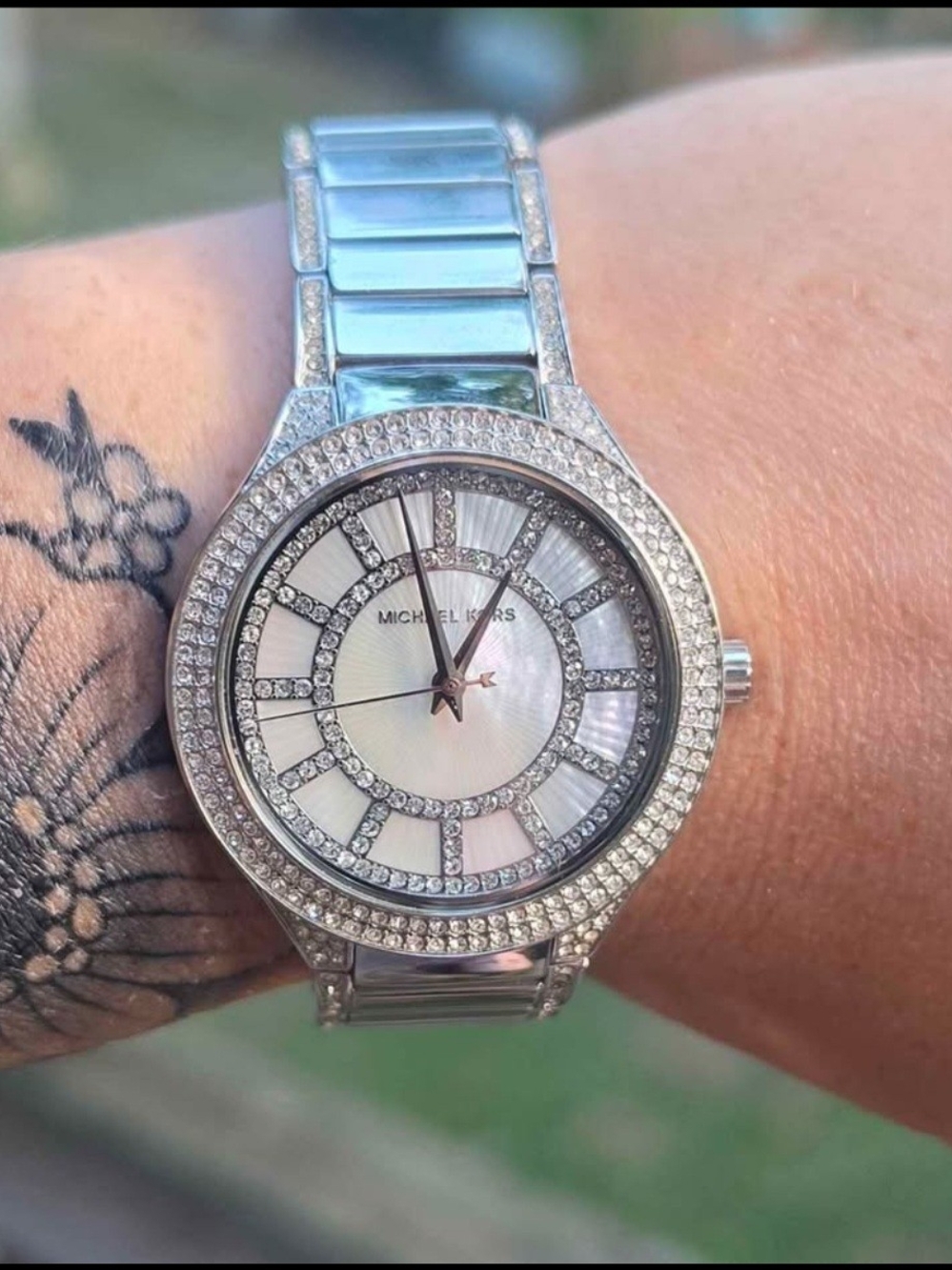 Michael Kors Silver Crystal-Accent Women’s Stainless Steel Watch